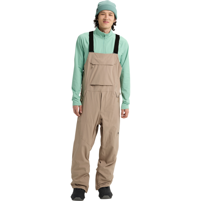 Men's Reserve 2L Stretch Bibs, Burton Reserve 2L Stretch Bibs in AH2-Summit Taupe front