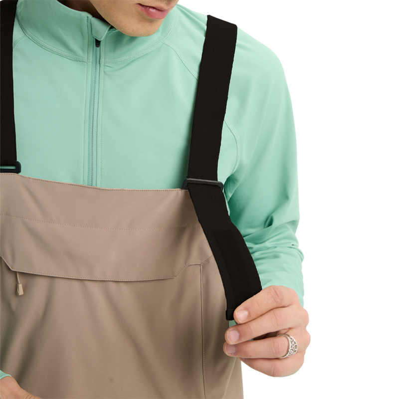 Men's Reserve 2L Stretch Bibs, Burton Reserve 2L Stretch Bibs in AH2-Summit Taupe suspender