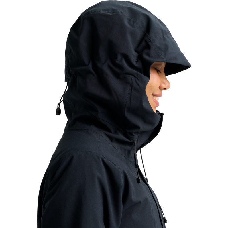 Women's Reserve 2L Insulated Stretch Slim Jacket, Burton Women's Reserve 2L Insulated Stretch Slim Jacket in A04-True Black hood