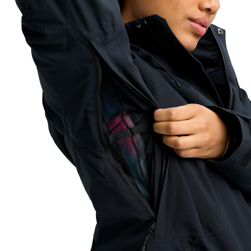 Women's Reserve 2L Insulated Stretch Slim Jacket, Burton Women's Reserve 2L Insulated Stretch Slim Jacket in A04-True Black armpit vent