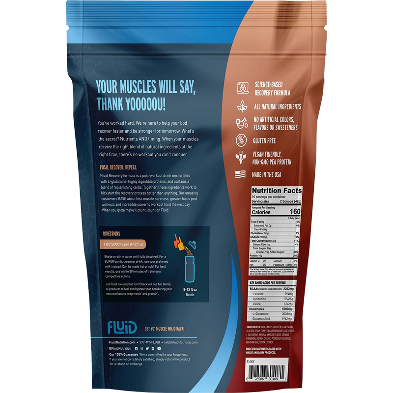 Fluid Recovery (16 Servings), Fluid Fluid Recovery (16 Servings) back of package