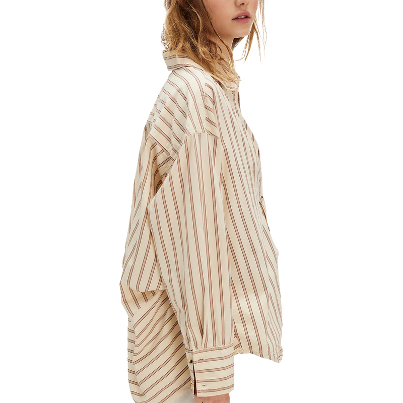 Women's Striped Varsity Vibes Shirt, Free People Women's Striped Varsity Vibes Shirt Side