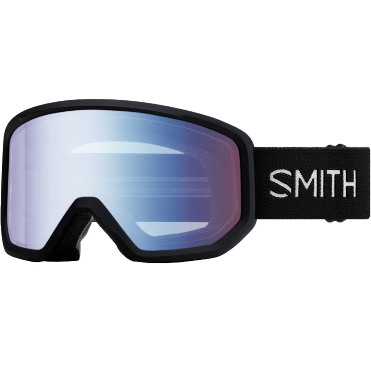 Smith Transfer Low-Bridge Fit Snow Goggles Black Blue Sensor Mirror