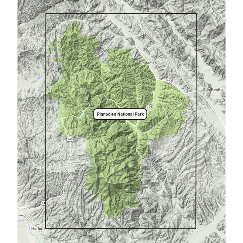 Pinnacles Natonal Park, Tom Harrison Maps Pinnacles Natonal Park coverage area