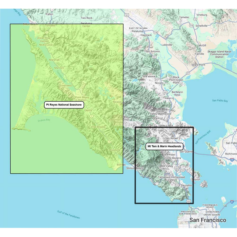 Pt Reyes National Seashore, Tom Harrison Maps Pt Reyes National Seashore coverage area