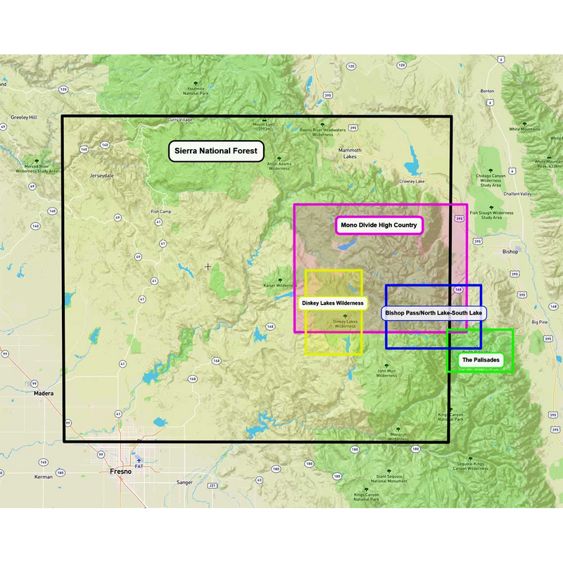 Dinkey Lakes Wilderness, Tom Harrison Maps Dinkey Lakes Wilderness coverage area