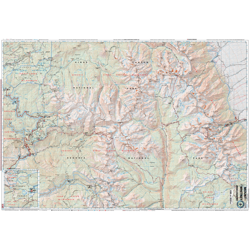Mt Whitney High Country, Tom Harrison Maps Mt Whitney High Country detail