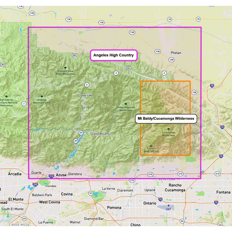 Mt Baldy-Cucamonga Wilderness, Tom Harrison Maps Mt Baldy-Cucamonga Wilderness coverage area