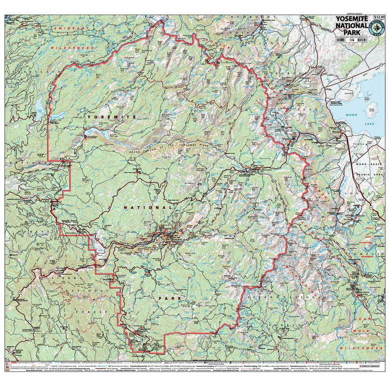 Yosemite National Park, Tom Harrison Maps Yosemite National Park detail