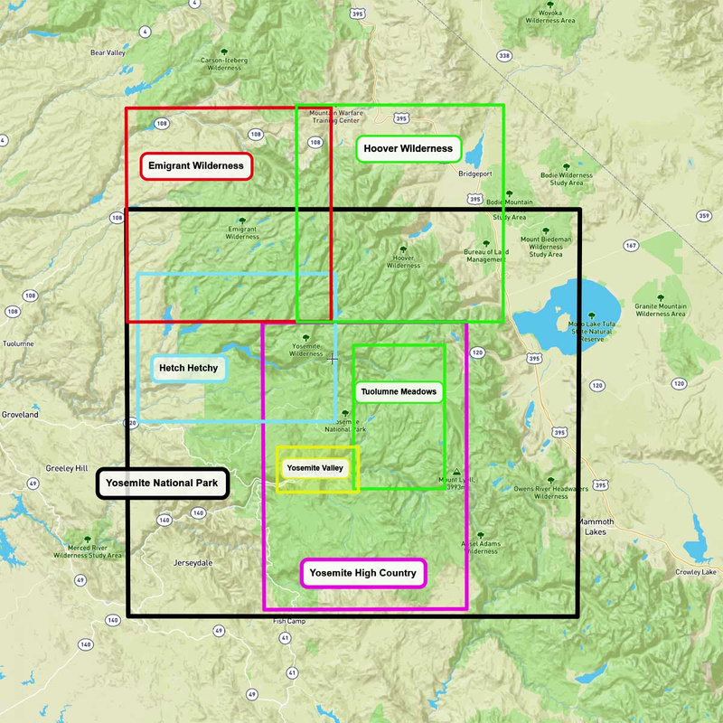 Yosemite National Park, Tom Harrison Maps Yosemite National Park coverage area