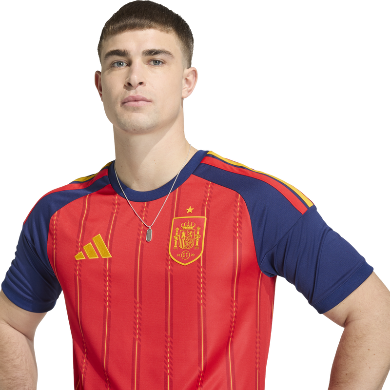 Men's Spain Home Replica Jersey, Men's Spain 26 Home Replica Jersey Front Logos