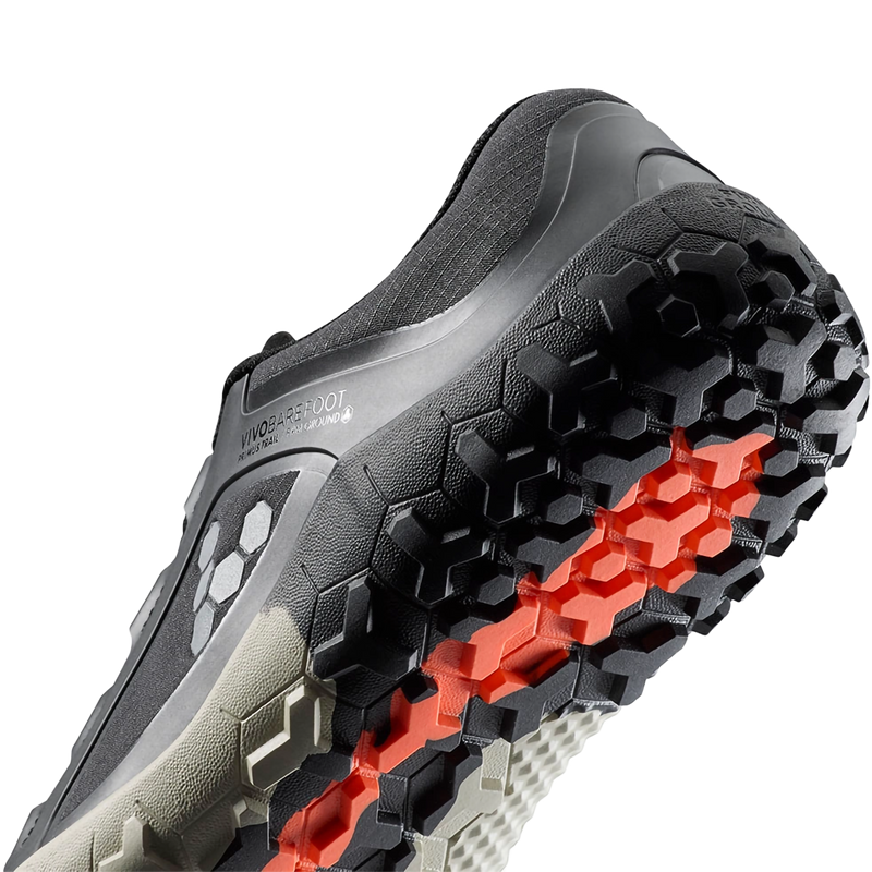 Women's Primus Trail 3 All Weather FG, Vivobarefoot Women's Primus Trail 3 All Weather FG in Obsidian heel bottom