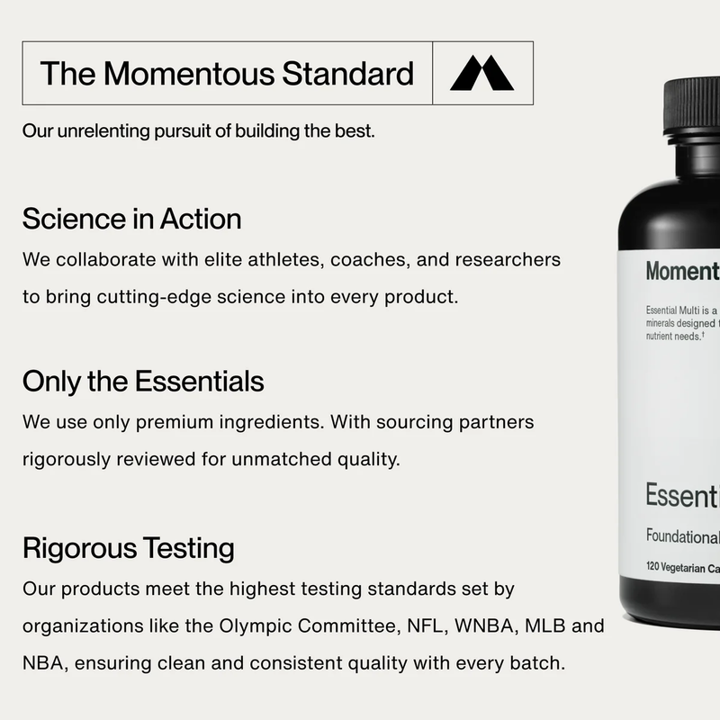 Essential Multi (30 Servings), Momentous Essential Multi features