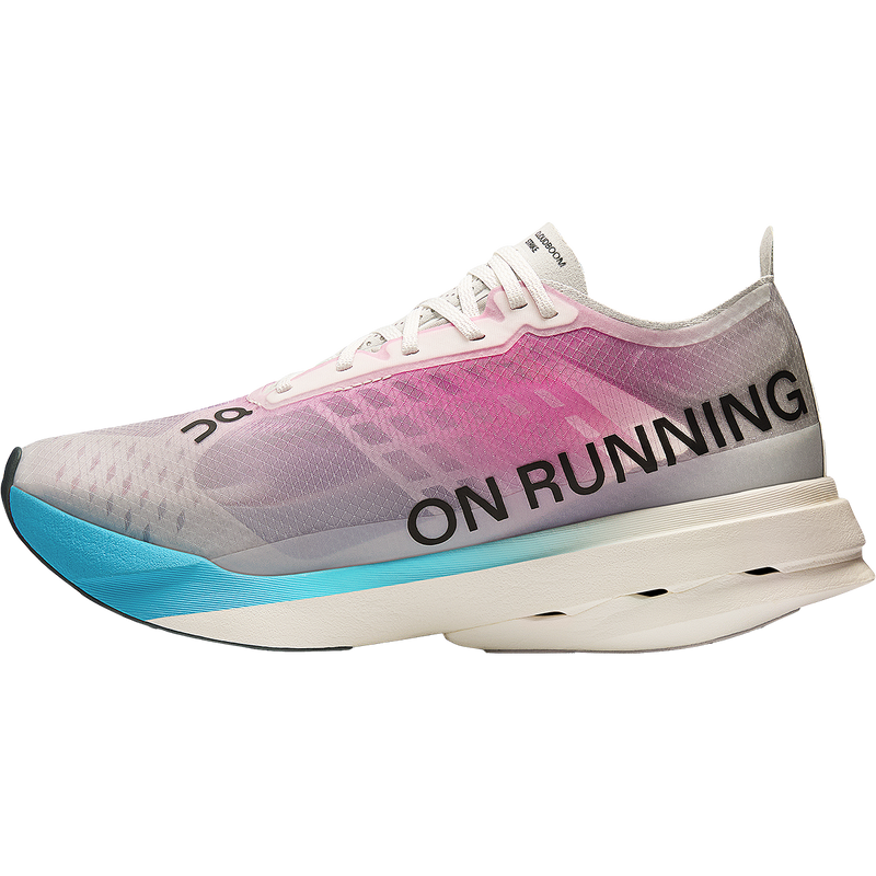 Women's Cloudboom Strike, On Women's Cloudboom Strike in White Horizon inside right profile