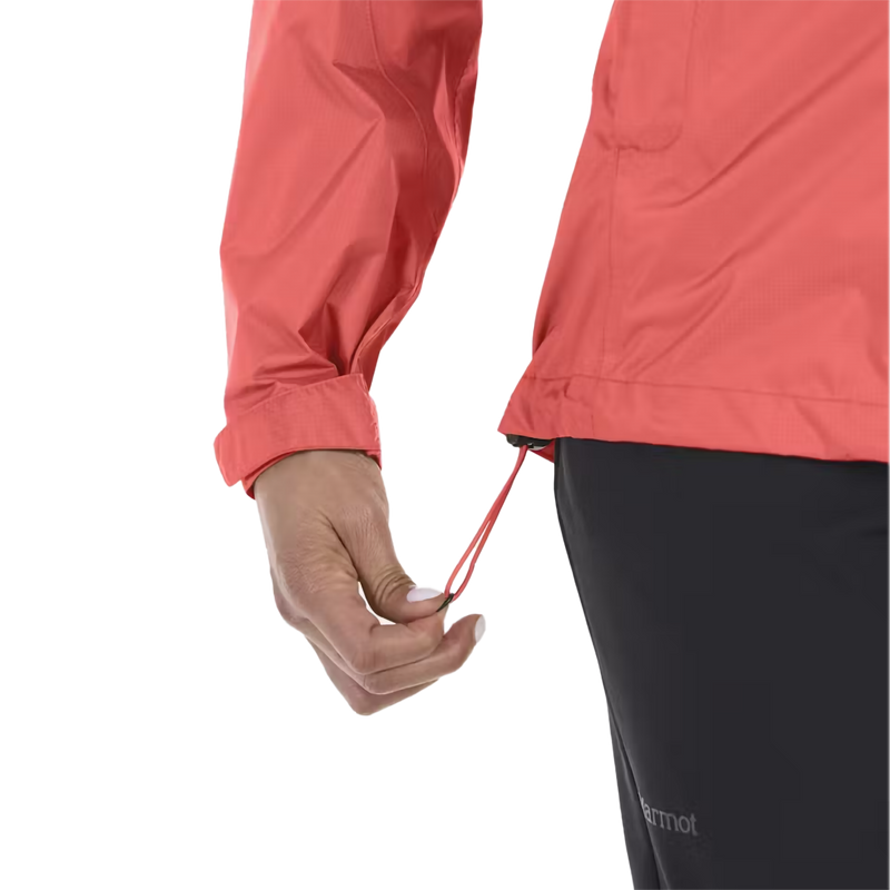 Women's PreCip Eco Jacket, Marmot Women's PreCip Eco Jacket in 9949-Grapefruit draw string
