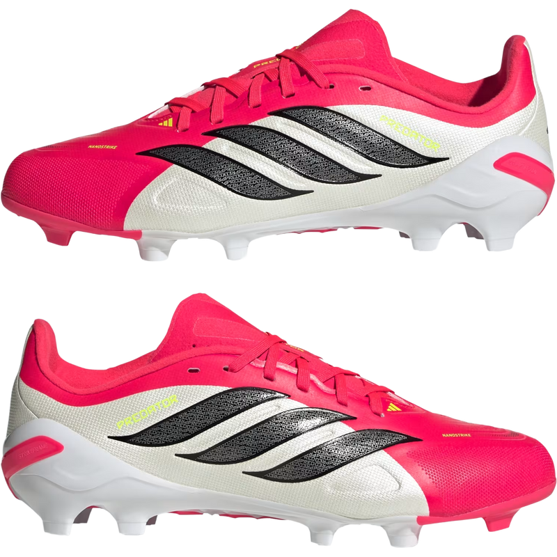 Youth Predator League FG, Adidas Youth Predator League FG in Lucid Red/Core Black/Ftwr White pair right and left profile