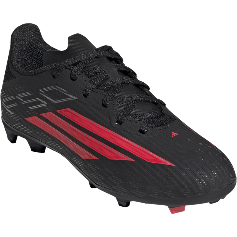 Youth F50 League FG/MG, Adidas Youth F50 League FG/MG in Core Black/Lucid Red/Core Black front right