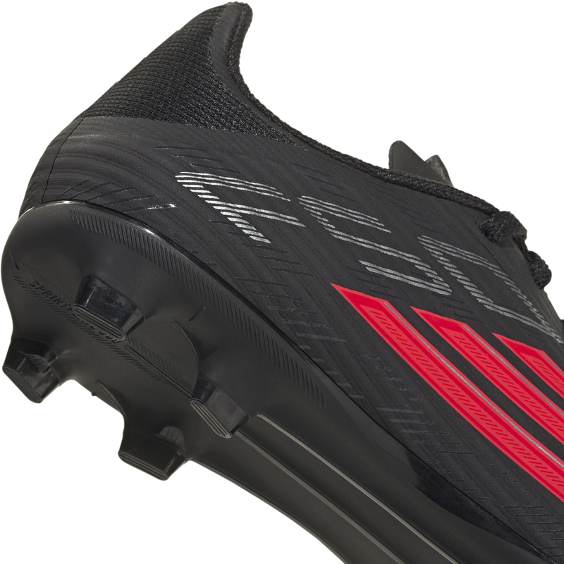 Youth F50 League FG/MG, Adidas Youth F50 League FG/MG in Core Black/Lucid Red/Core Black right heel