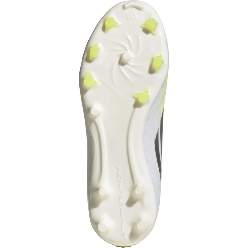 Youth F50 Sparkfusion League FG/AG, Adidas Youth F50 Sparkfusion League FG/AG in Ftwr White/Iron Metallic/Hi-Res Yellow bottom
