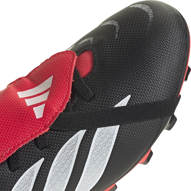 Youth Predator Club FT EL FG/MG, Adidas Youth Predator Club FT EL FG/MG in Core Black/Ftwr White/Lucid Red toe