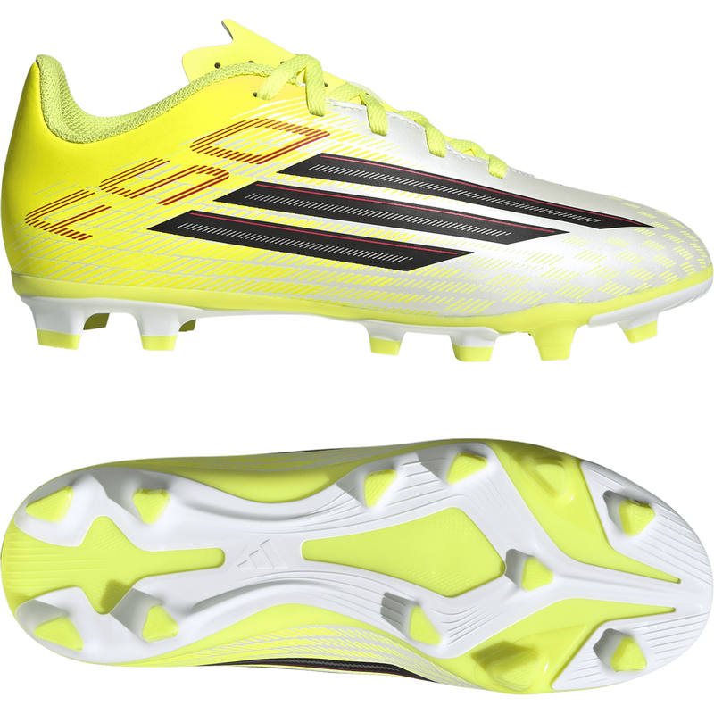 Youth F50 Club FG/MG, Adidas Youth F50 Club FG/MG in Team Solar Yellow 2/Core Black pair right and bottom