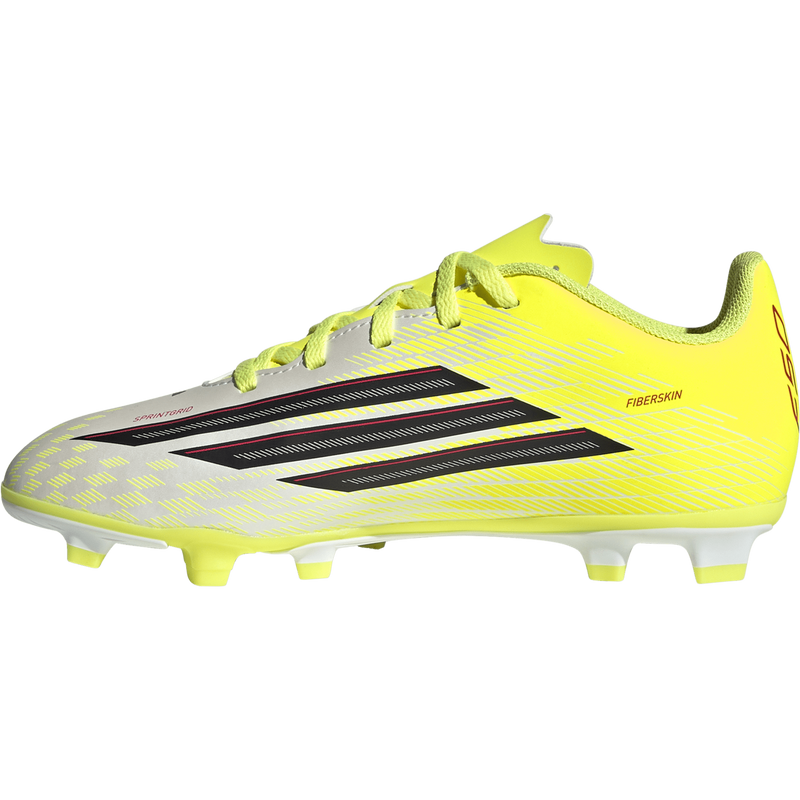Youth F50 Club FG/MG, Adidas Youth F50 Club FG/MG in Team Solar Yellow 2/Core Black right inside profile