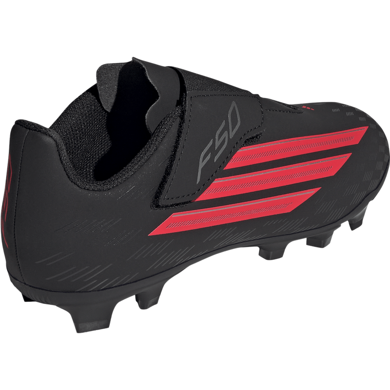 Youth F50 Club Velcro FxG FG/MG, Adidas Youth F50 Club Velcro FxG in Core Black/Lucid Red/Core Black right back