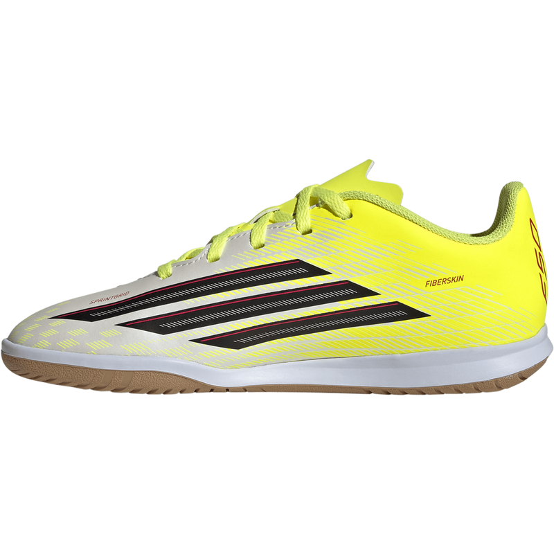 Youth F50 Club Indoor, Adidas Youth F50 Club Indoor in Team Solar Yellow 2/Core Black inside right profile