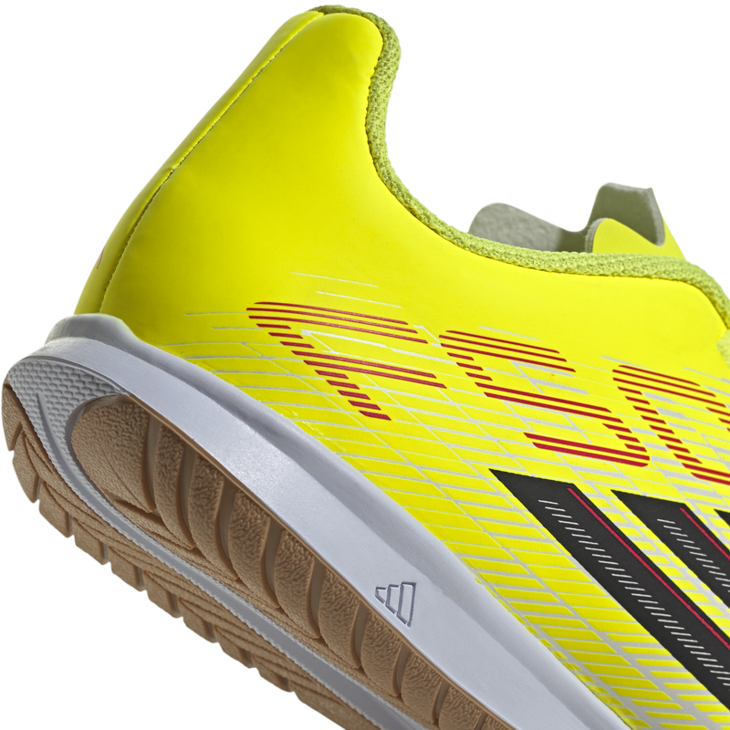 Youth F50 Club Indoor, Adidas Youth F50 Club Indoor in Team Solar Yellow 2/Core Black heel