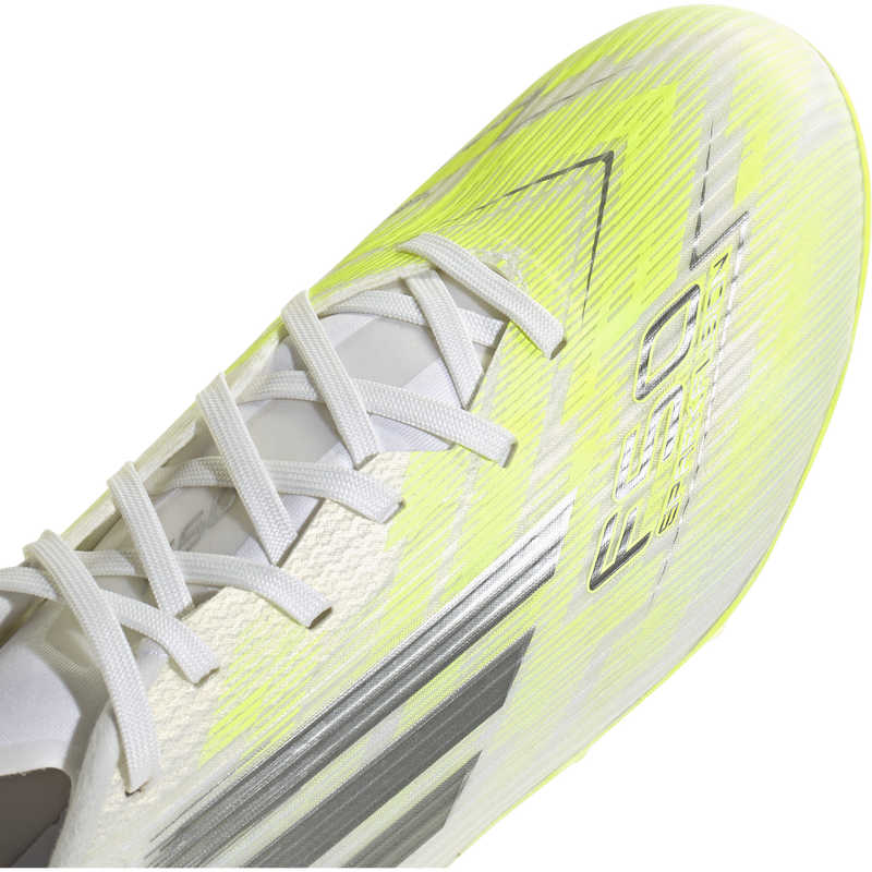 Women's F50 Sparkfusion L League FG/MG, Adidas Women's F50 Sparkfusion L League FG/MG in White/Iron Metallic/Hi-Res Yellow toe