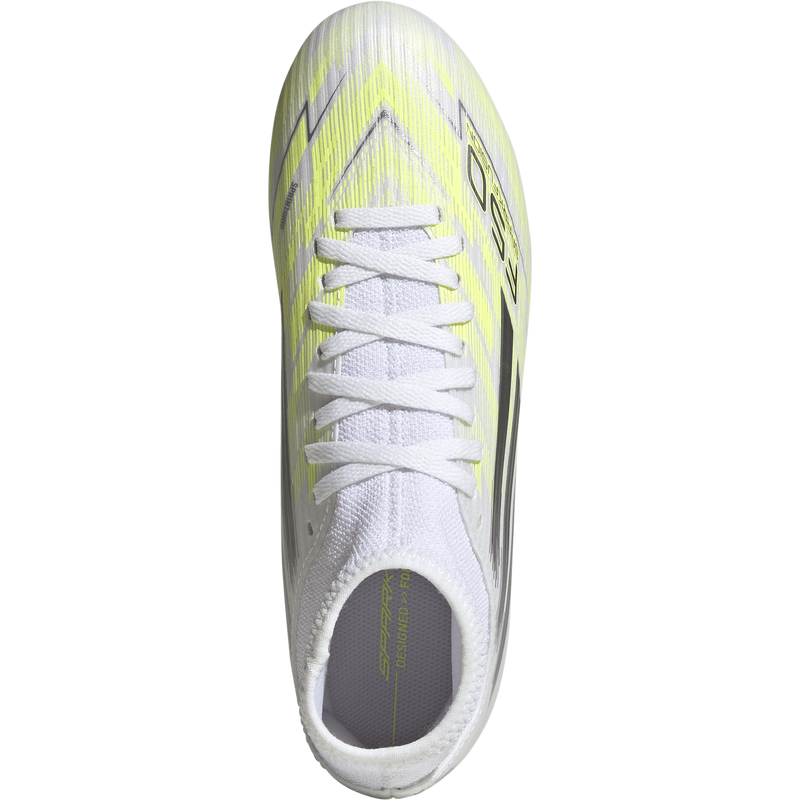 Women's F50 Sparkfusion Club FG/AG, Adidas Women's F50 Sparkfusion Club FG/AG in White/Iron Metallic/Hi-Res Yellow top