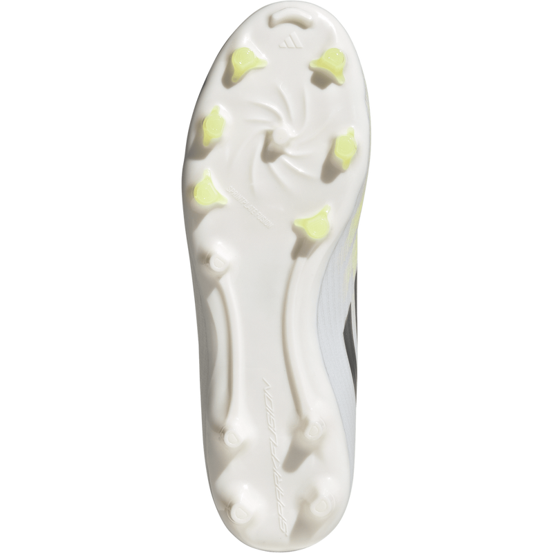 Women's F50 Sparkfusion Club FG/AG, Adidas Women's F50 Sparkfusion Club FG/AG in White/Iron Metallic/Hi-Res Yellow bottom