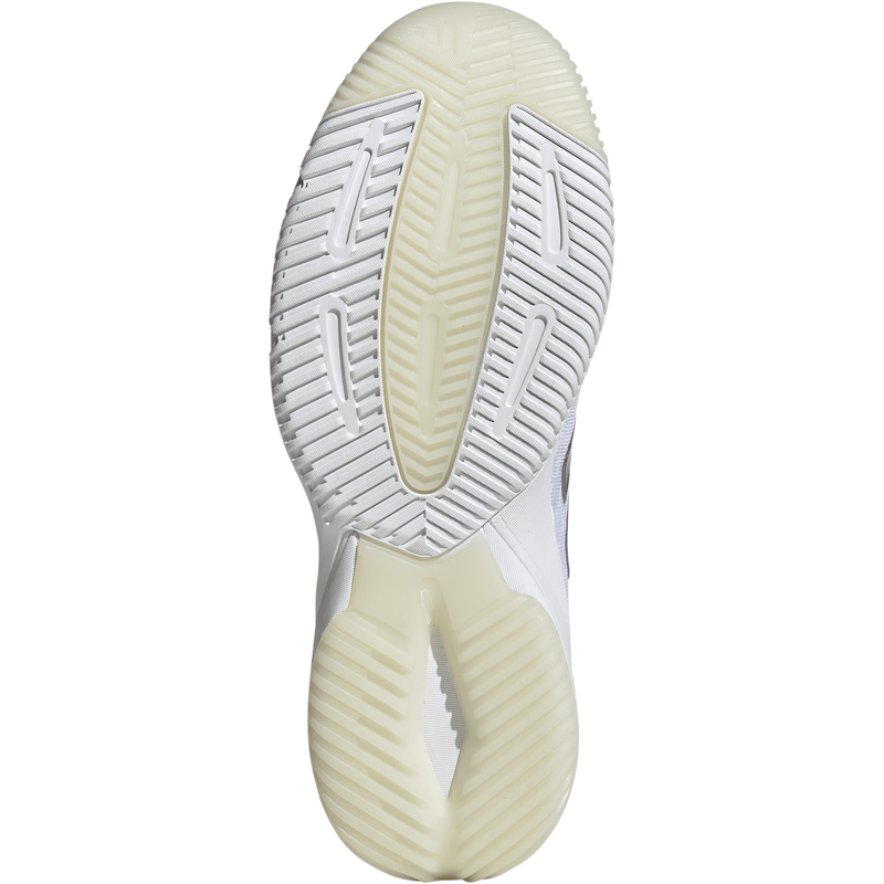 Women's Crazyflight 6 Mid, Adidas Women's Crazyflight 6 Mid in White/Silver Metallic/Core Black bottom