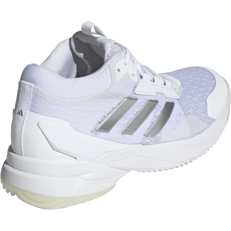 Women's Crazyflight 6 Mid, Adidas Women's Crazyflight 6 Mid in White/Silver Metallic/Core Black right rear