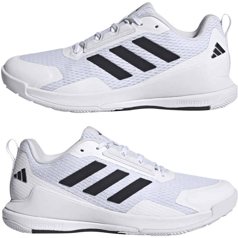 Men's Novaflight 2, Adidas Men's Novaflight 2 in Ftwr White/Core Black/Ftwr White pair left and right profile