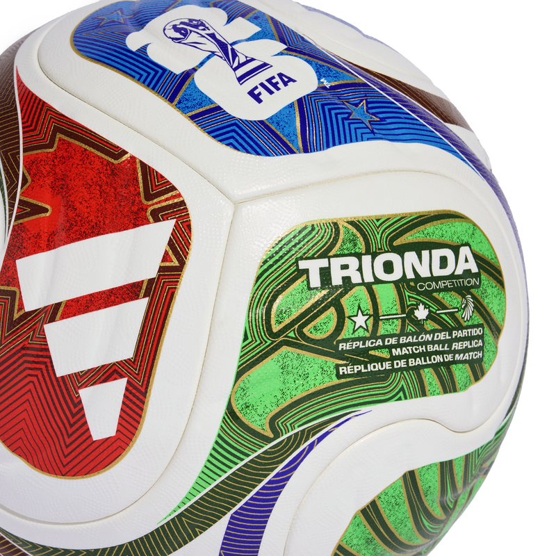 World Cup Trionda Competition Ball, Adidas World Cup Trionda Competition Ball in White/Solar Blue/Hi-Res Red/Flash Lime 