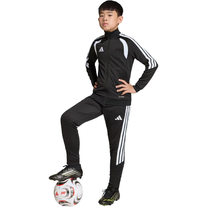 Youth Tiro 26 Track Jacket, Youth Tiro 26 Track Jacket in Black White bull body vie on model