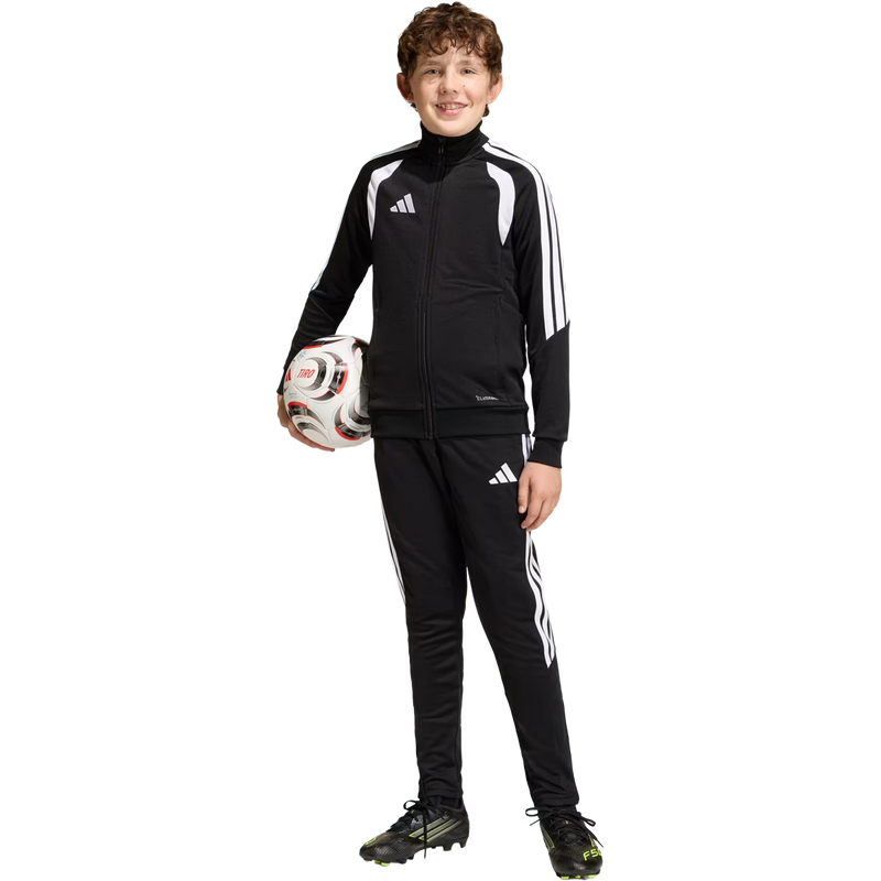 Youth Tiro 26 Track Pant, Youth Tiro 26 Track Pant in Black White full body view on model