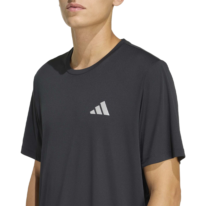 Men's Run Essentials Tee, Adidas Men's Run Essentials Tee in Black with logo detail