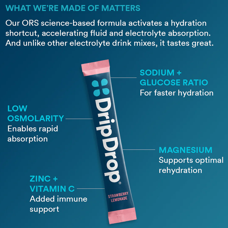 Electrolyte Drink Mix (20 Servings), DripDrop Electrolyte Drink Mix ORS formula