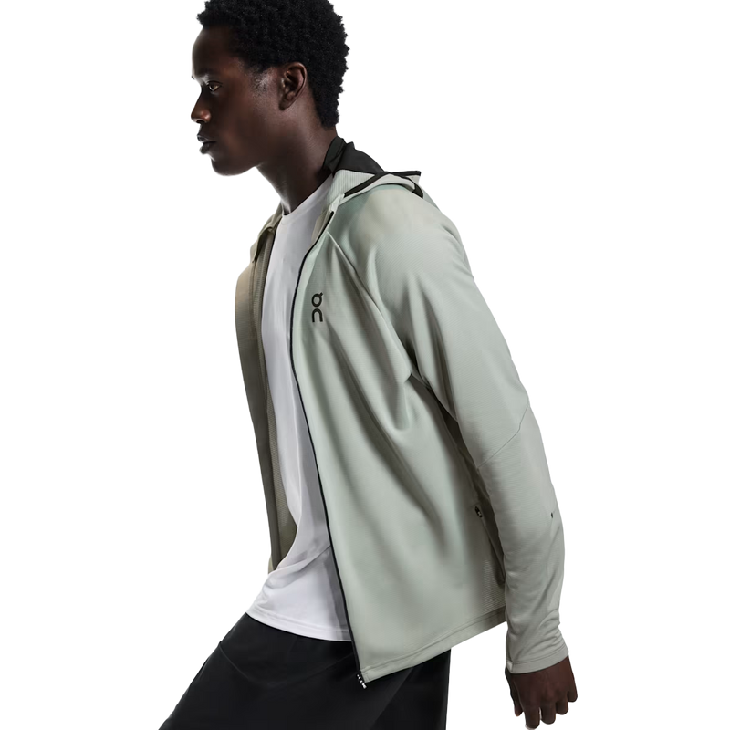 Men's Climate Zip Hoodie, On Men's Climate Zip Hoodie in Tin left