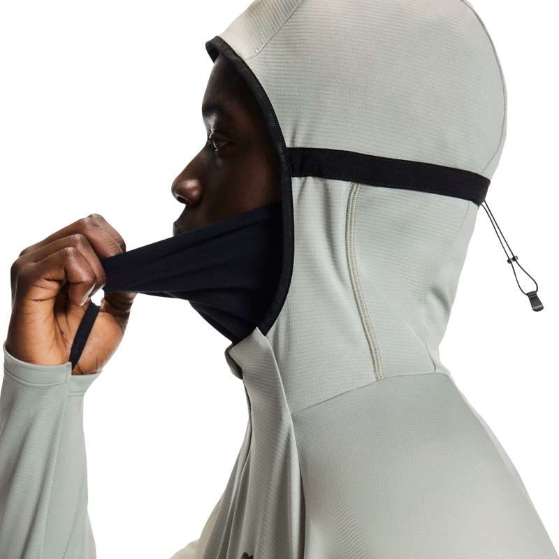 Men's Climate Zip Hoodie, On Men's Climate Zip Hoodie in Tin hood left