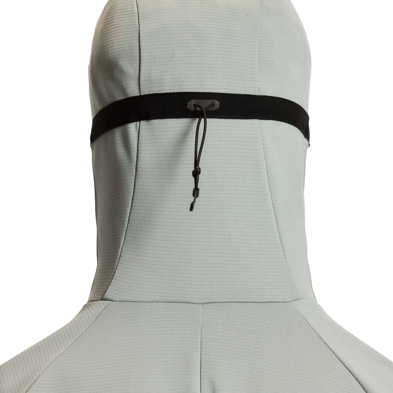 Men's Climate Zip Hoodie, On Men's Climate Zip Hoodie in Tin back of hood