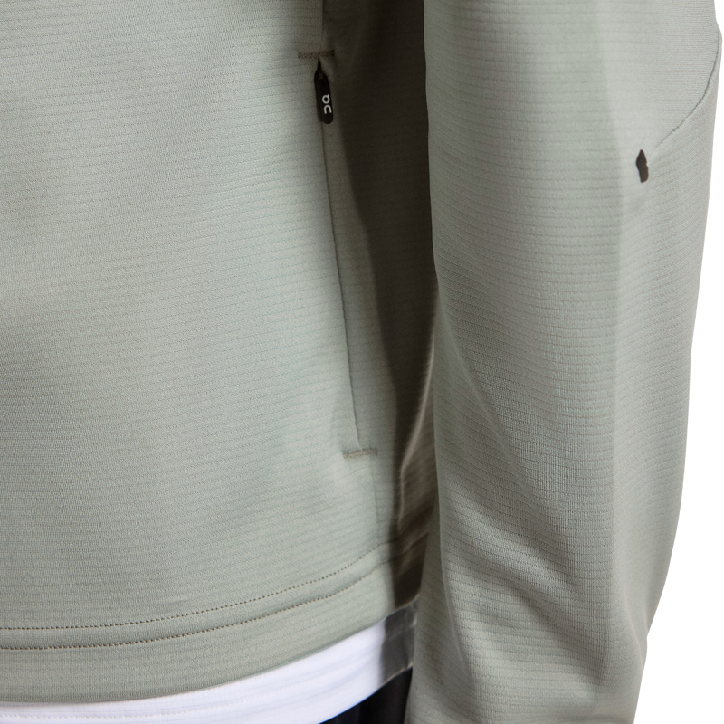 Men's Climate Zip Hoodie, On Men's Climate Zip Hoodie in Tin pocket