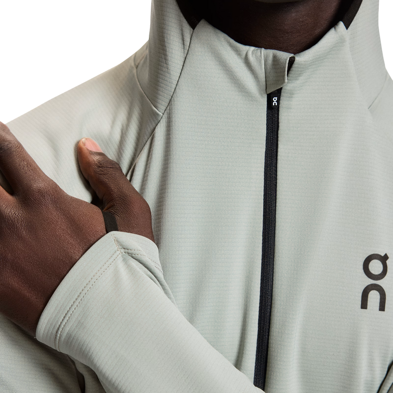 Men's Climate Zip Hoodie, On Men's Climate Zip Hoodie in Tin zipper