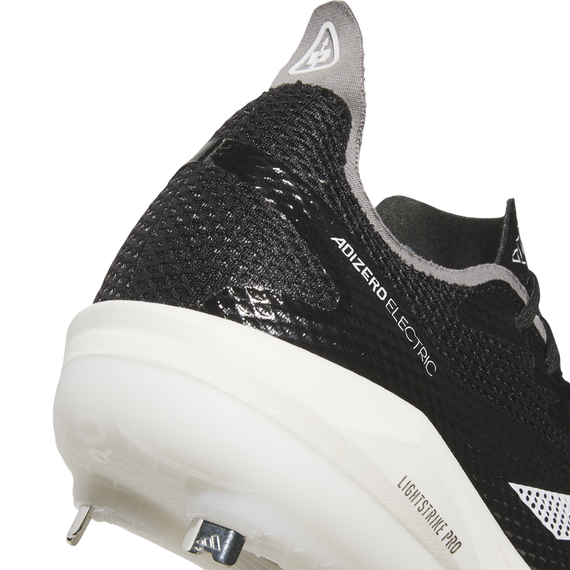 Electric 2.0 Metal Baseball cleats, Adidas Electric 2.0 Metal Baseball cleats in Black/White heel