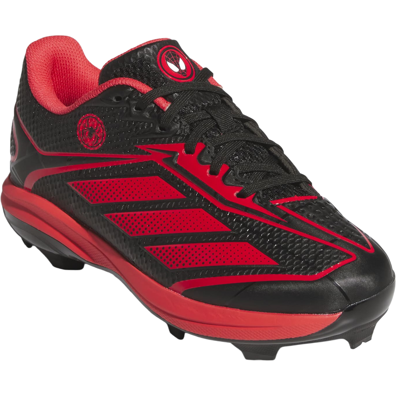 Youth Adizero Electric 2.0 TPU Miles Morales, Adidas Youth Adizero Electric 2.0 TPU Miles Morales in Black/Red right profile right front