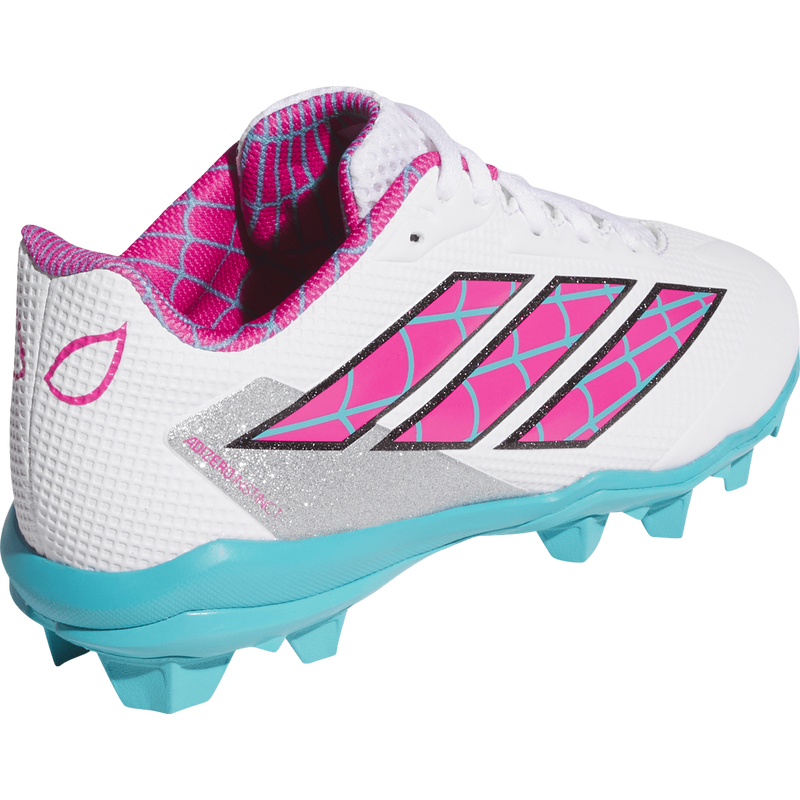 Youth Adizero Instinct 2.0 MD Gwen, Adidas Youth Adizero Instinct 2.0 MD Gwen in White/Pink/Turqoise back right