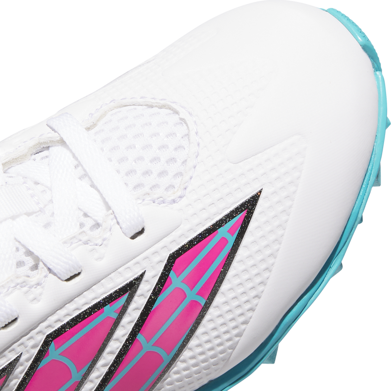 Youth Adizero Instinct 2.0 MD Gwen, Adidas Youth Adizero Instinct 2.0 MD Gwen in White/Pink/Turqoise toe