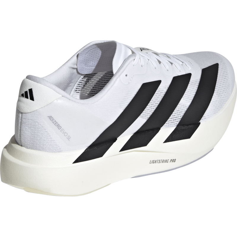 Men's Adizero Evo SL, Adidias Men's Adizero Evo SL in White/Core Black back right